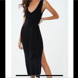 Forever 21 ribbed midi dress with tie